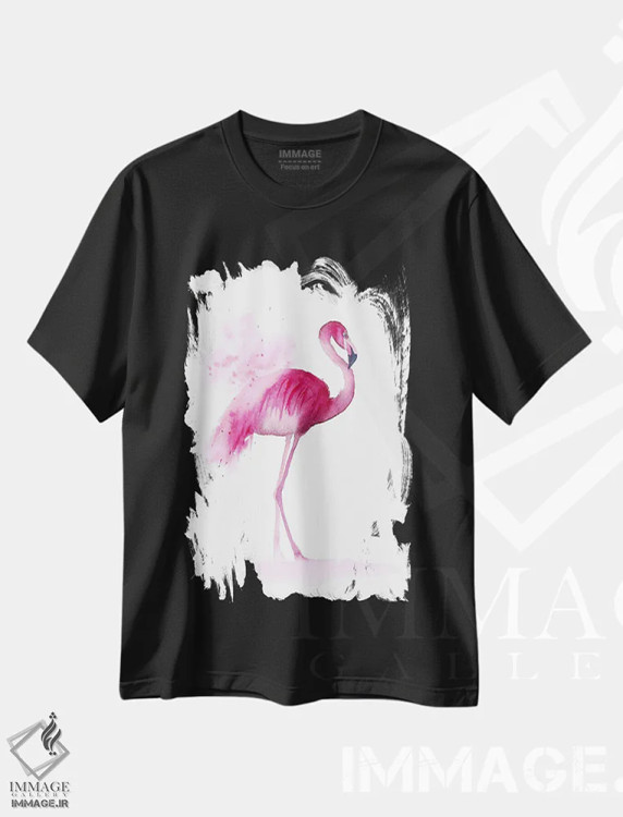 تیشرت مشکی طرح دار ۴ فلامینگو ۳، دکور معاصر اثر الگا چفرانوف | immage.ir