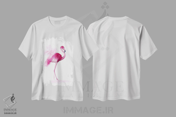 تیشرت سفید طرح دار ۴ فلامینگو ۳، دکور معاصر اثر الگا چفرانوف | فروشگاه ایماژ