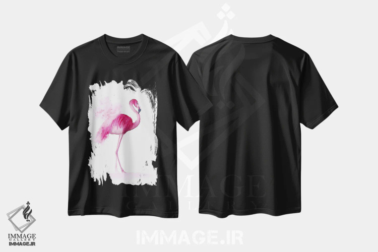 تیشرت مشکی طرح دار ۴ فلامینگو ۳، دکور معاصر اثر الگا چفرانوف | immage.ir