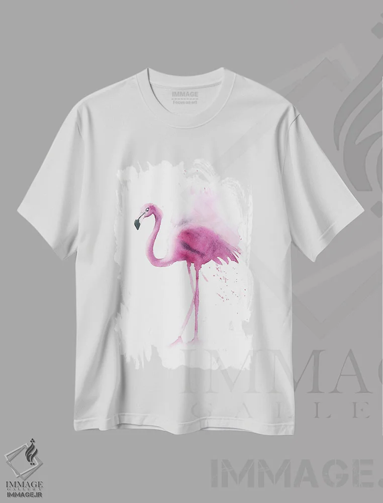 تیشرت سفید طرح دار ۴ فلامینگو ۴، دکور معاصر اثر الگا چفرانوف | immage.ir