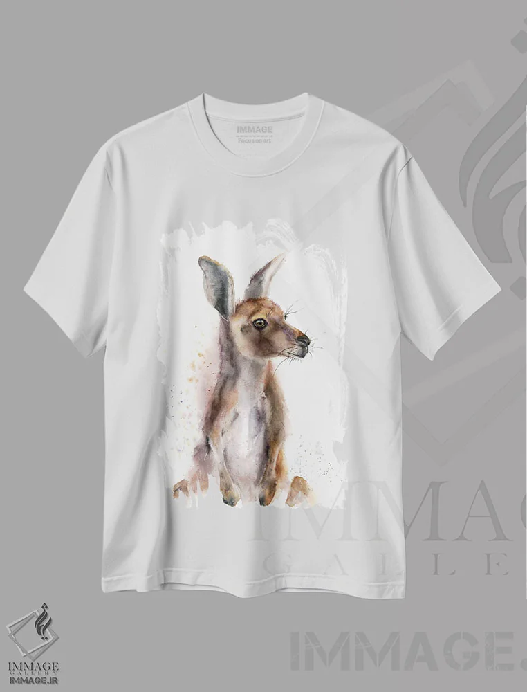 تیشرت سفید طرح دار کانگورو، دکور معاصر اثر الگا چفرانوف | immage.ir