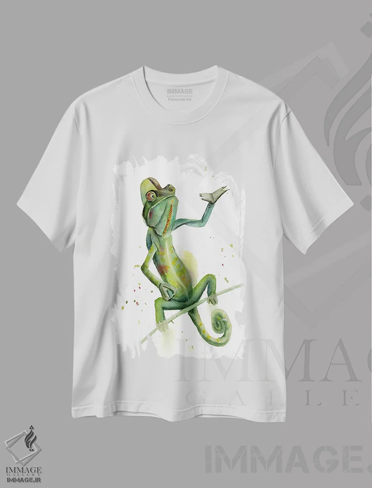 تیشرت سفید طرح دار آفتاب پرست، دکور معاصر اثر الگا چفرانوف | فروشگاه ایماژ