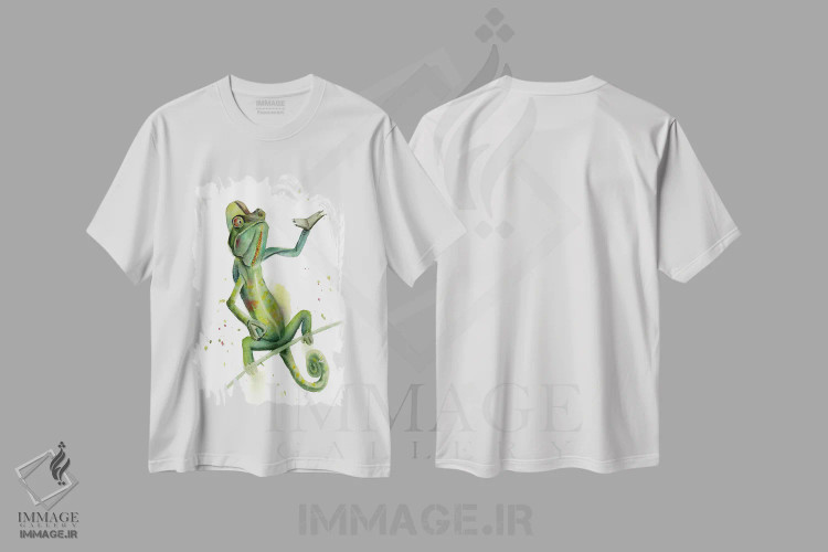 تیشرت سفید طرح دار آفتاب پرست، دکور معاصر اثر الگا چفرانوف | فروشگاه ایماژ