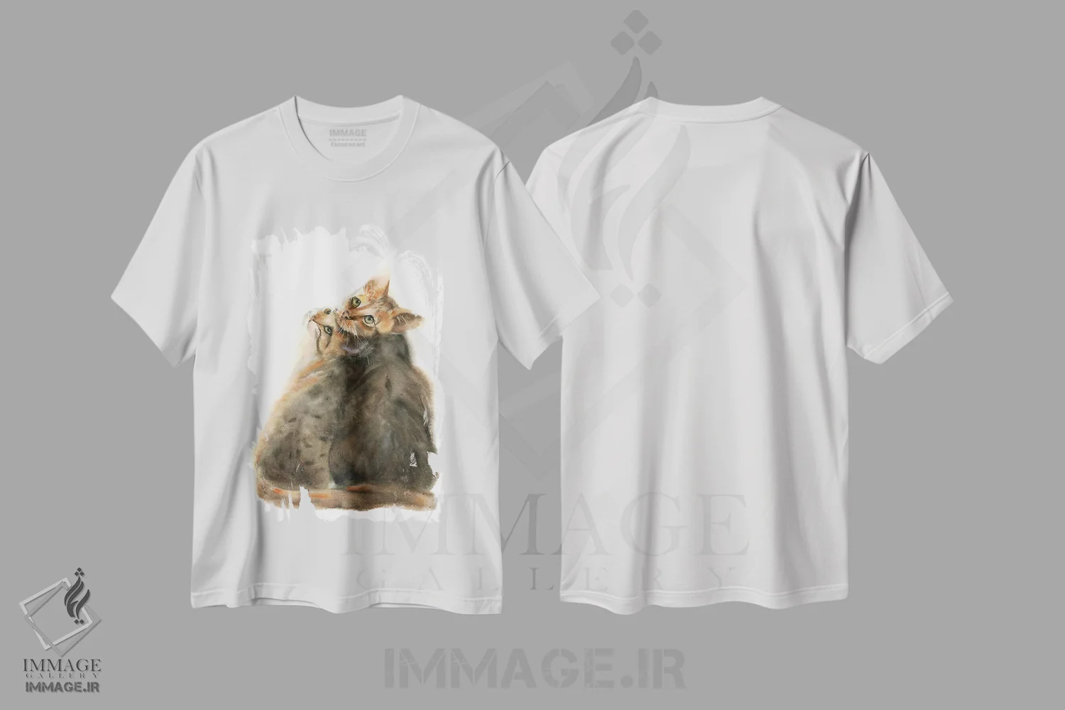 تیشرت سفید طرح دار گربه های رنگی ۲، دکور معاصر اثر الگا چفرانوف | immage.ir