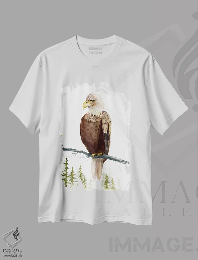 تیشرت سفید طرح دار عقاب، دکور آمریکایی اثر الگا چفرانوف | immage.ir