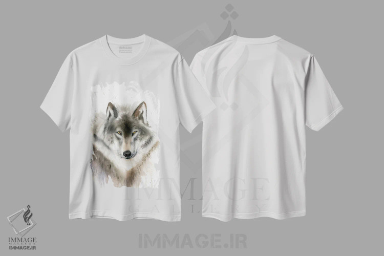 تیشرت سفید طرح دار گرگ ها ۱، دکور کلبه و لژ اثر الگا چفرانوف | فروشگاه ایماژ