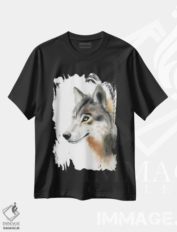 تیشرت مشکی طرح دار گرگ ها ۳، دکور کلبه و لژ اثر الگا چفرانوف | immage.ir