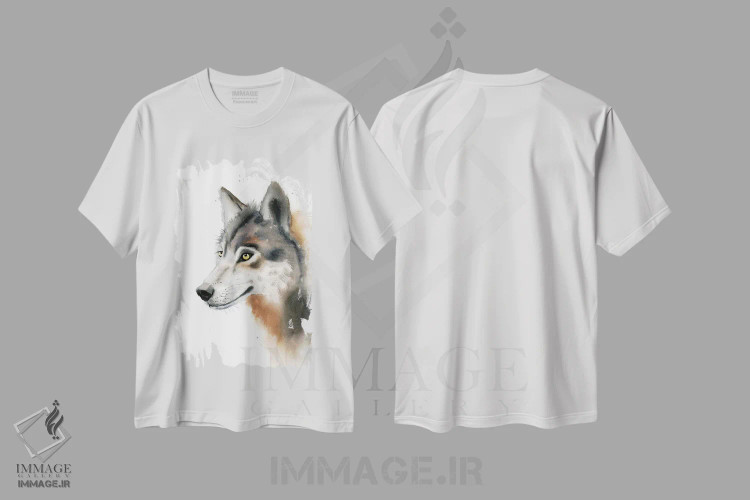تیشرت سفید طرح دار گرگ ها ۳، دکور کلبه و لژ اثر الگا چفرانوف | فروشگاه ایماژ