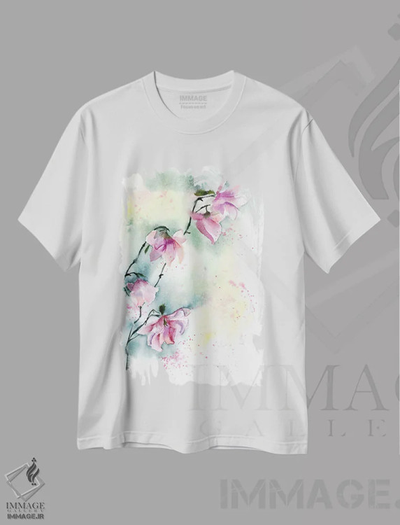 تیشرت سفید طرح دار مگنولیا ۱، دکور معاصر اثر الگا چفرانوف | immage.ir