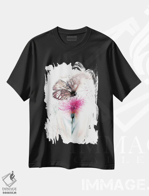 تیشرت مشکی طرح دار پروانه و خار، دکور معاصر اثر الگا چفرانوف | immage.ir
