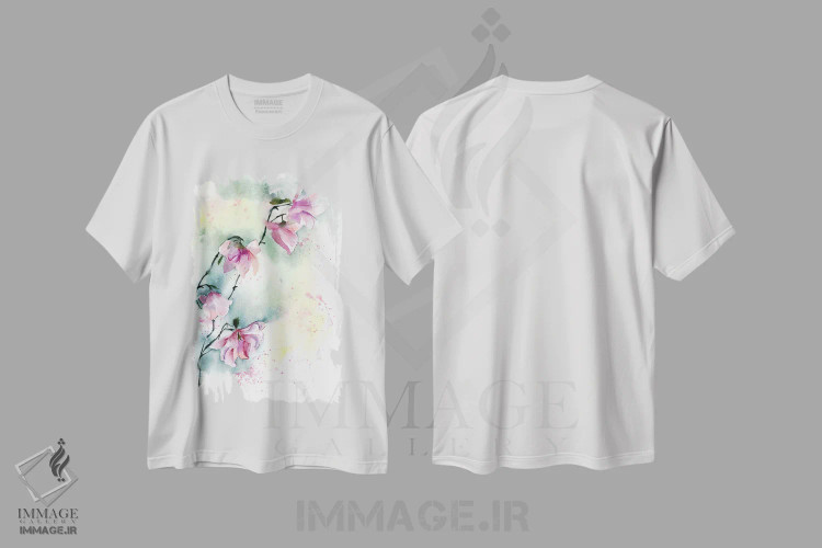 تیشرت سفید طرح دار مگنولیا ۱، دکور معاصر اثر الگا چفرانوف | immage.ir