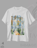تیشرت سفید طرح دار درختان توس ۱، دکور معاصر اثر الگا چفرانوف | immage.ir