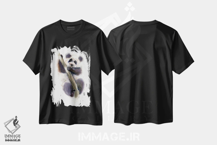تیشرت مشکی طرح دار پاندا، دکور معاصر اثر الگا چفرانوف | فروشگاه ایماژ