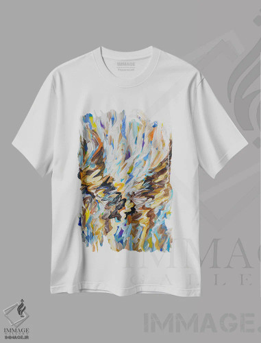 تیشرت سفید طرح دار روبان های رقصان ۲ اثر الگا تکاچیک | فروشگاه ایماژ