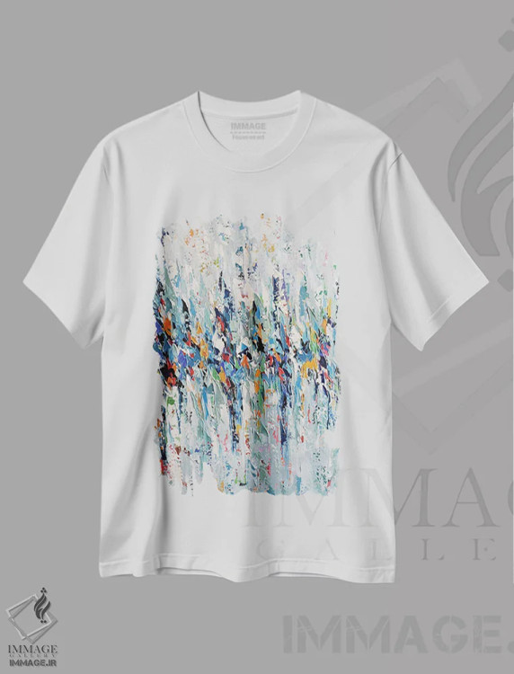 تیشرت سفید طرح دار چراغ های بندر اثر الگا تکاچیک | فروشگاه ایماژ