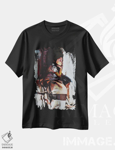 تیشرت مشکی طرح دار خواب بین، هنر فاخر معاصر اثر مارکو اورتولان | فروشگاه ایماژ