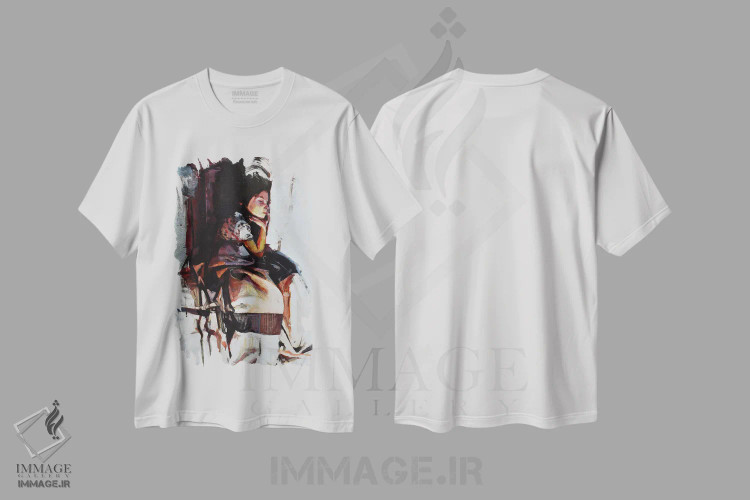 تیشرت سفید طرح دار خواب بین، هنر فاخر معاصر اثر مارکو اورتولان | immage.ir