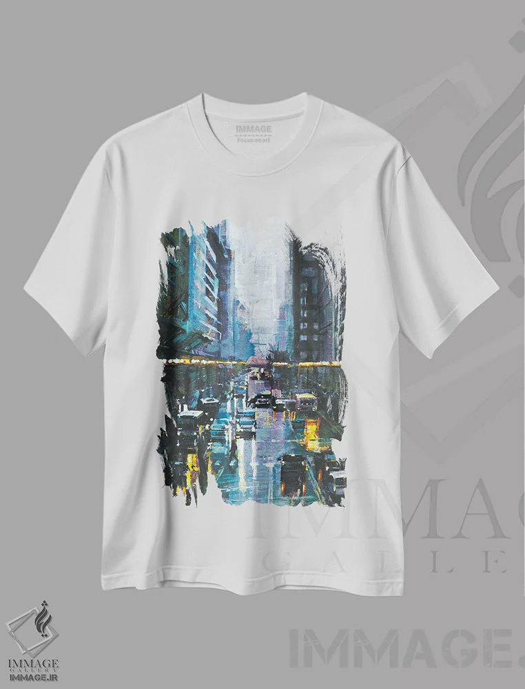 تیشرت سفید طرح دار خیابان های نیویورک، دکور معاصر اثر مارکو اورتولان | immage.ir