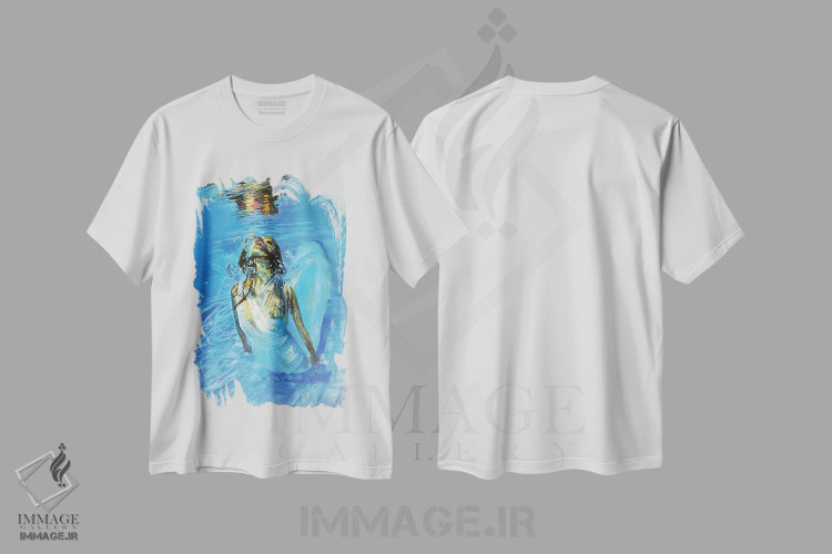 تیشرت سفید طرح دار شیرجه در اقیانوس IV، هنر فاخر معاصر اثر مارکو اورتولان | فروشگاه ایماژ