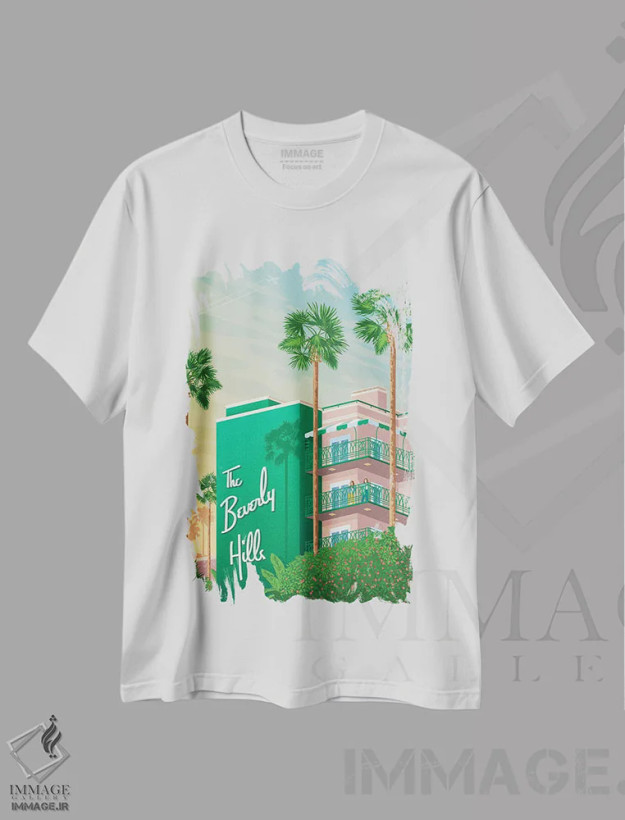 تیشرت سفید طرح دار لس آنجلس، هنر دیجیتال اثر اولا هوپ تراول پوسترز | فروشگاه ایماژ