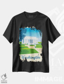 تیشرت مشکی طرح دار پوستر سفر واشنگتن دی سی یادبود لینکلن، هنر دیجیتال اثر اولا هوپ تراول پوسترز | فروشگاه ایماژ