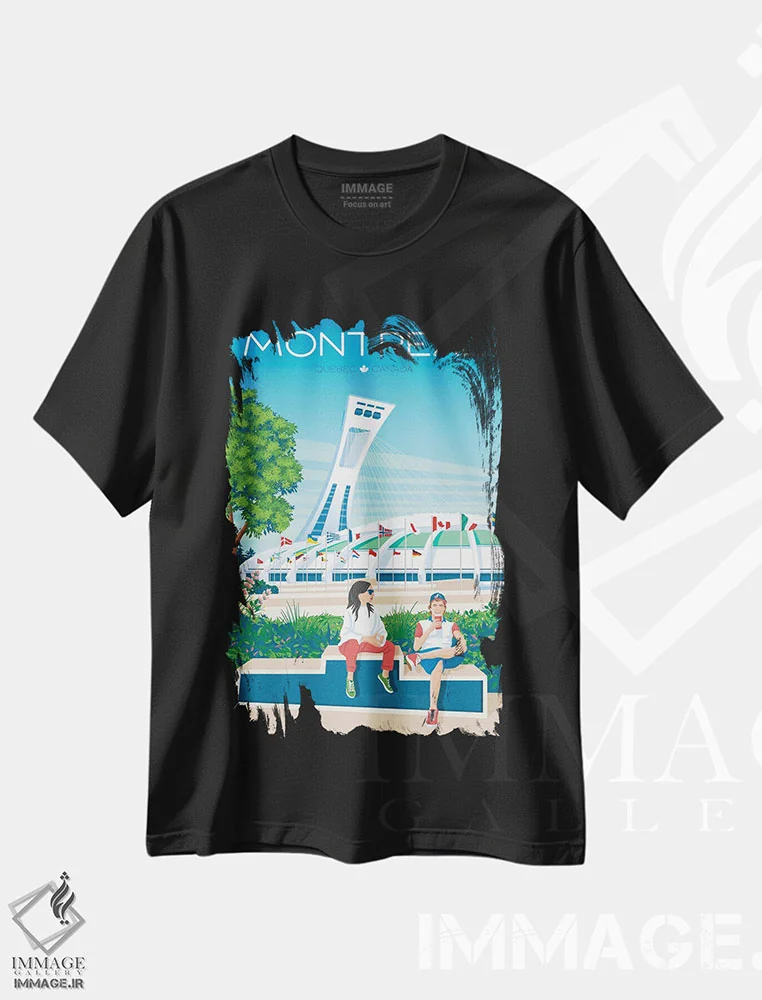 تیشرت مشکی طرح دار پوستر سفر مونترال کبک، هنر دیجیتال اثر اولا هوپ تراول پوسترز | immage.ir