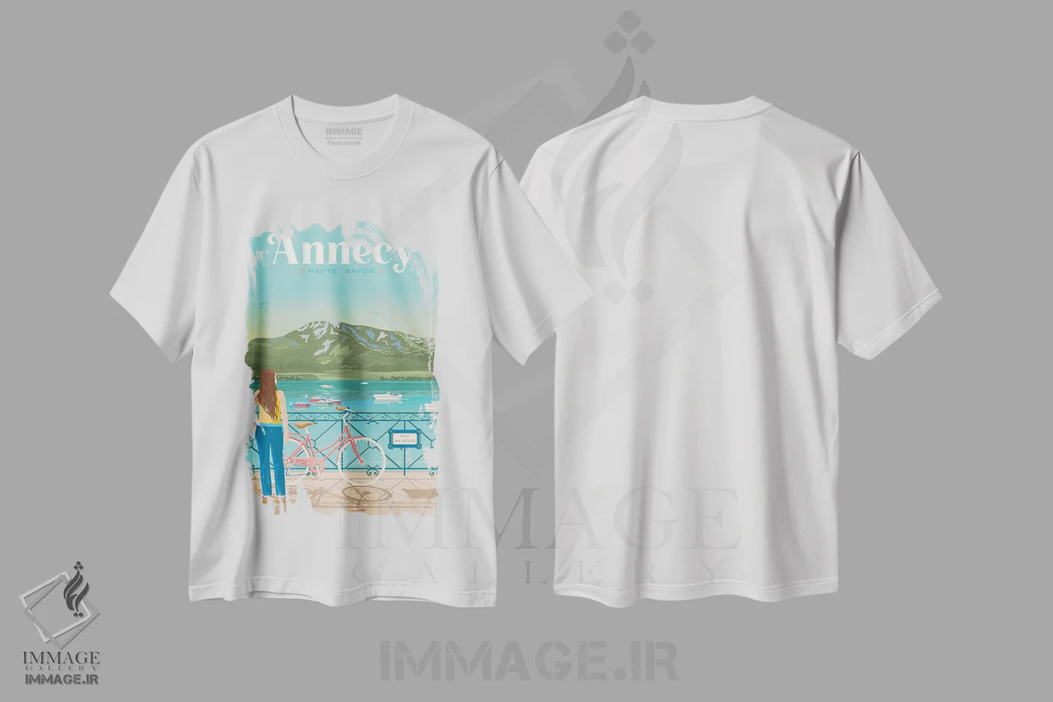 تیشرت سفید طرح دار تصویر سفر پل عشاق آنسی فرانسه، هنر دیجیتال اثر اولا هوپ تراول پوسترز | immage.ir