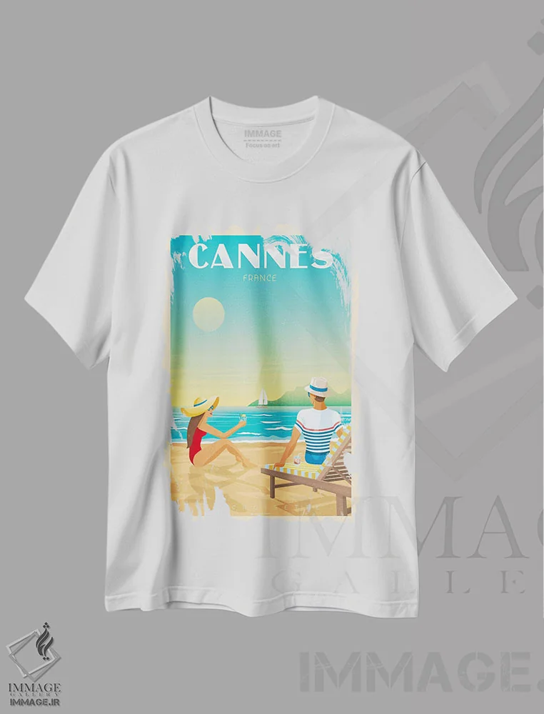 تیشرت سفید طرح دار پوستر سفر کن فرانسه، تزئینی اثر اولا هوپ تراول پوسترز | immage.ir