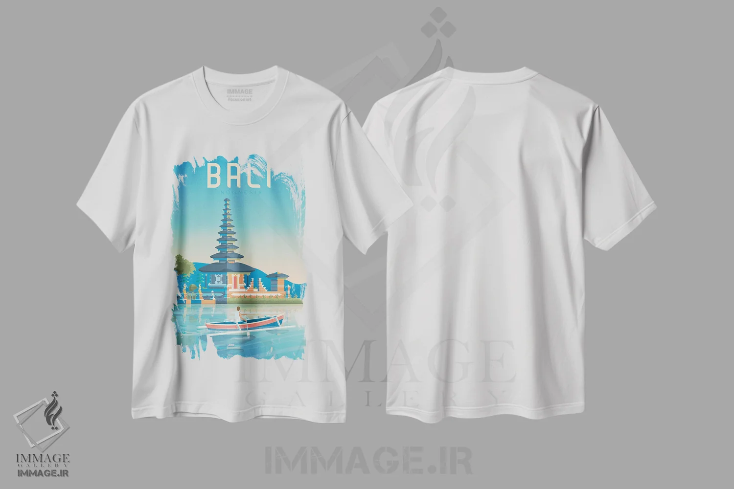 تیشرت سفید طرح دار تصویر سفر بالی اندونزی، هنر دیجیتال اثر اولا هوپ تراول پوسترز | فروشگاه ایماژ