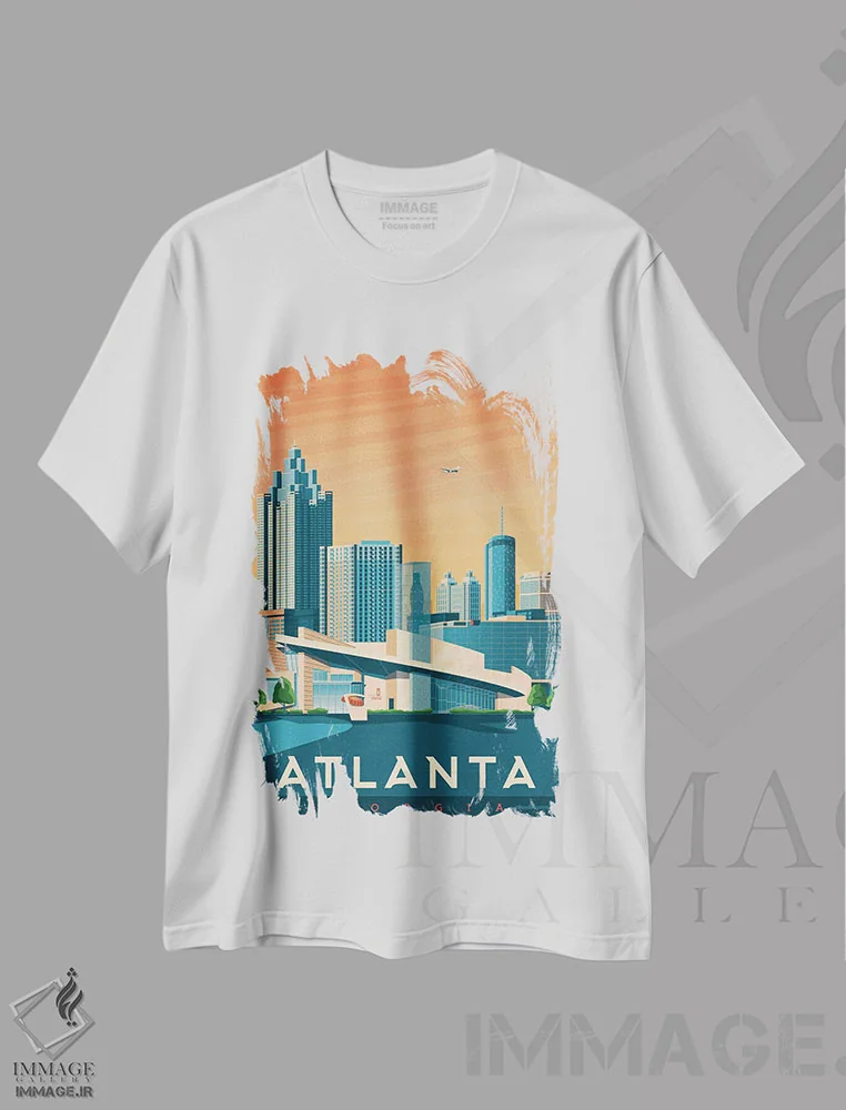 تیشرت سفید طرح دار تصویر سفر آتلانتا جورجیا، هنر دیجیتال اثر اولا هوپ تراول پوسترز | immage.ir