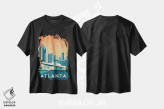 تیشرت مشکی طرح دار تصویر سفر آتلانتا جورجیا، هنر دیجیتال اثر اولا هوپ تراول پوسترز | فروشگاه ایماژ