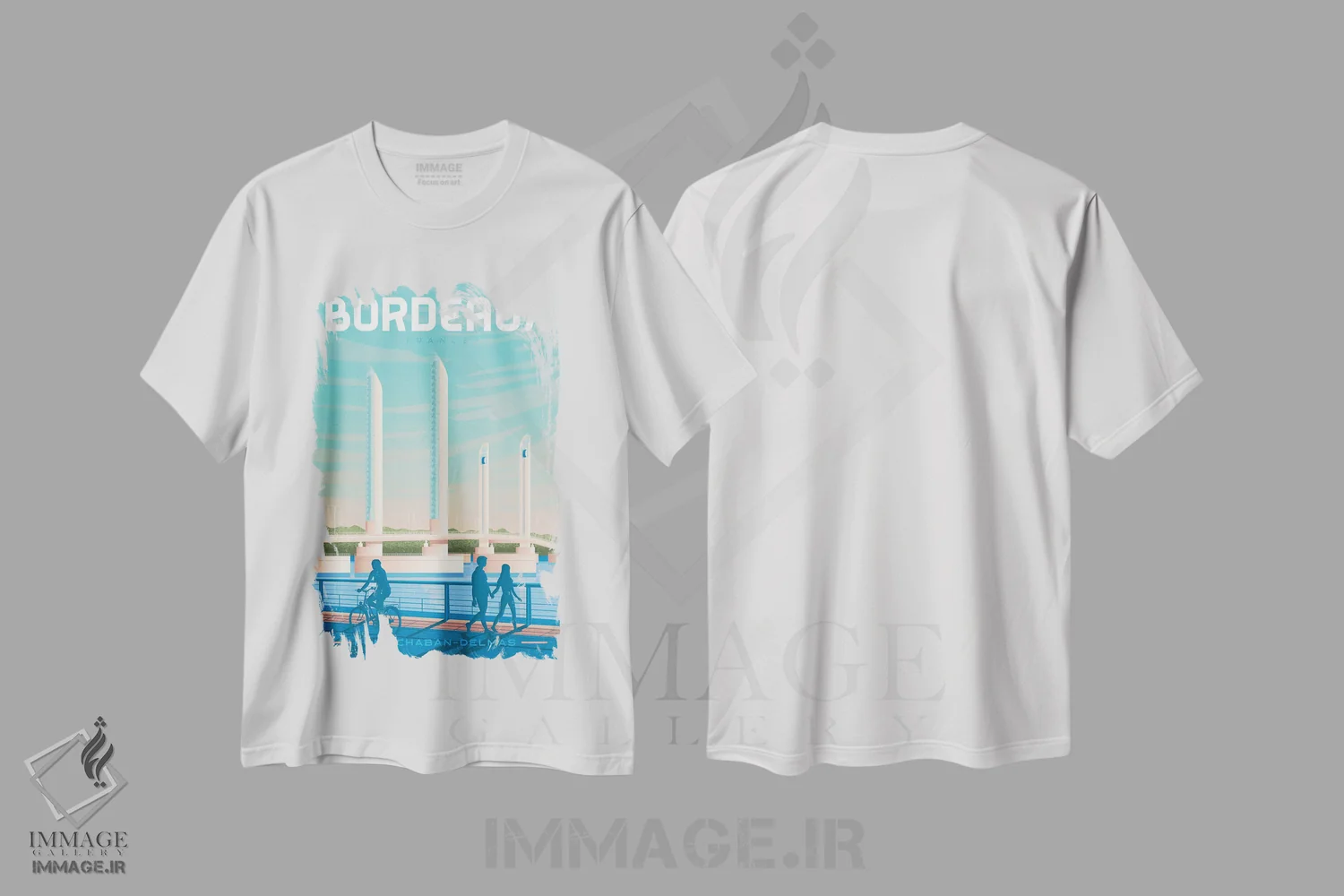 تیشرت سفید طرح دار تصویر سفر بوردو فرانسه، هنر دیجیتال اثر اولا هوپ تراول پوسترز | immage.ir