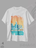 تیشرت سفید طرح دار تصویر سفر بوئنوس آیرس آرژانتین، هنر دیجیتال اثر اولا هوپ تراول پوسترز | immage.ir