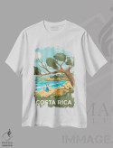 تیشرت سفید طرح دار تصویر سفر ساحل کاستاریکا، هنر دیجیتال اثر اولا هوپ تراول پوسترز | immage.ir