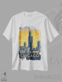 تیشرت سفید طرح دار تصویر سفر شیکاگو ایلینوی، هنر دیجیتال اثر اولا هوپ تراول پوسترز | immage.ir