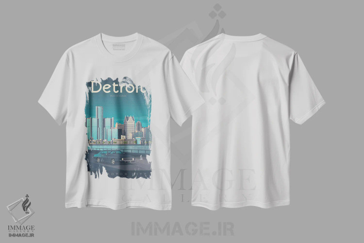 تیشرت سفید طرح دار تصویر سفر دیترویت میشیگان، هنر دیجیتال اثر اولا هوپ تراول پوسترز | فروشگاه ایماژ