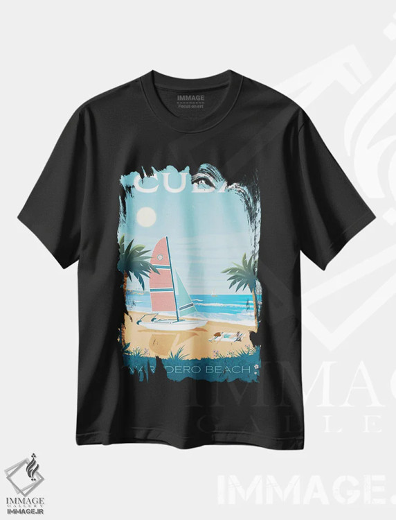 تیشرت مشکی طرح دار هاوانا کوبا، هنر دیجیتال اثر اولا هوپ تراول پوسترز | فروشگاه ایماژ