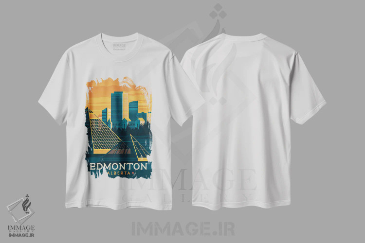 تیشرت سفید طرح دار ادمونتون آلبرتا کانادا، هنر دیجیتال اثر اولا هوپ تراول پوسترز | فروشگاه ایماژ