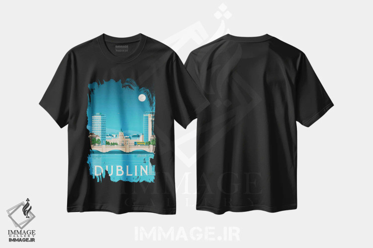 تیشرت مشکی طرح دار دوبلین ایرلند، هنر دیجیتال اثر اولا هوپ تراول پوسترز | immage.ir