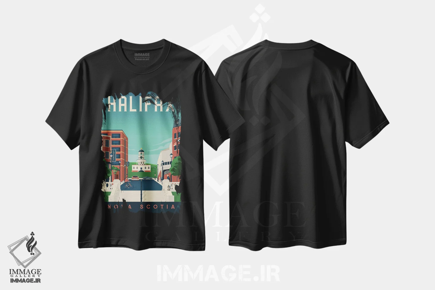تیشرت مشکی طرح دار هلیفاکس نوا اسکوشیا کانادا، هنر دیجیتال اثر اولا هوپ تراول پوسترز | فروشگاه ایماژ