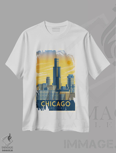 تیشرت سفید طرح دار شیکاگو ایلینوی، تزئینی اثر اولا هوپ تراول پوسترز | فروشگاه ایماژ