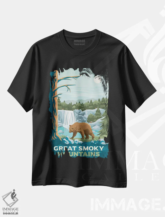 تیشرت مشکی طرح دار پارک ملی کوه های بزرگ اسموکی، هنر دیجیتال اثر اولا هوپ تراول پوسترز | فروشگاه ایماژ