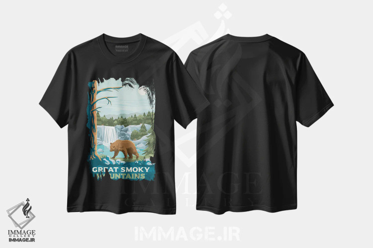 تیشرت مشکی طرح دار پارک ملی کوه های بزرگ اسموکی، هنر دیجیتال اثر اولا هوپ تراول پوسترز | فروشگاه ایماژ