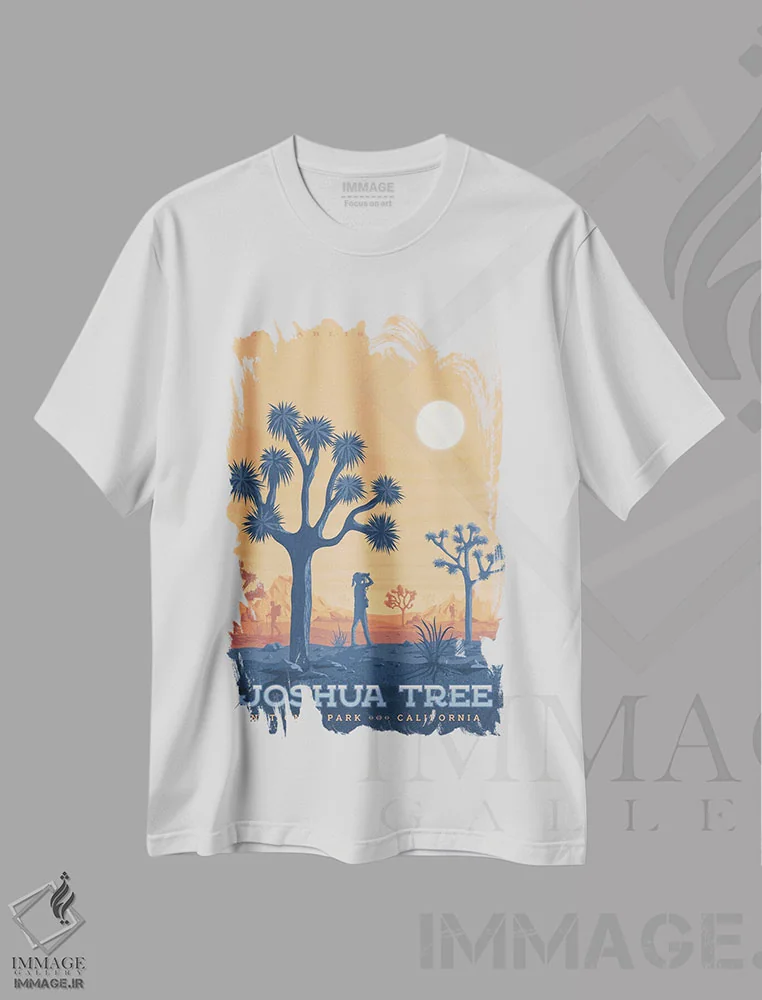 تیشرت سفید طرح دار پارک ملی جوشوا تری ایالات متحده، هنر دیجیتال اثر اولا هوپ تراول پوسترز | immage.ir
