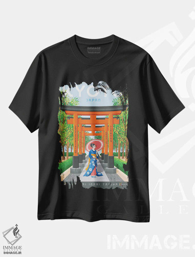 تیشرت مشکی طرح دار کیوتو ژاپن، هنر دیجیتال اثر اولا هوپ تراول پوسترز | فروشگاه ایماژ