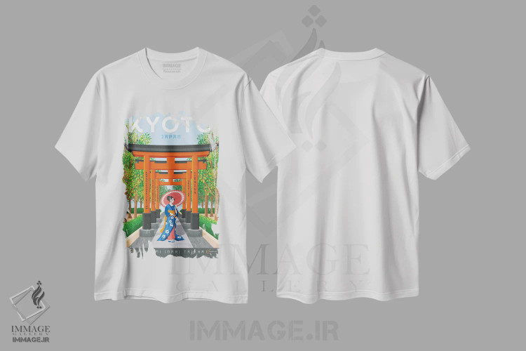 تیشرت سفید طرح دار کیوتو ژاپن، هنر دیجیتال اثر اولا هوپ تراول پوسترز | immage.ir