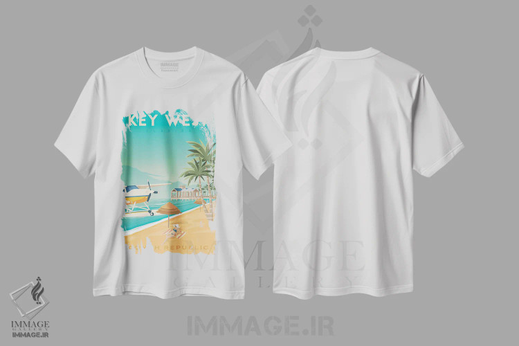 تیشرت سفید طرح دار کی وست فلوریدا ایالات متحده، هنر دیجیتال اثر اولا هوپ تراول پوسترز | فروشگاه ایماژ