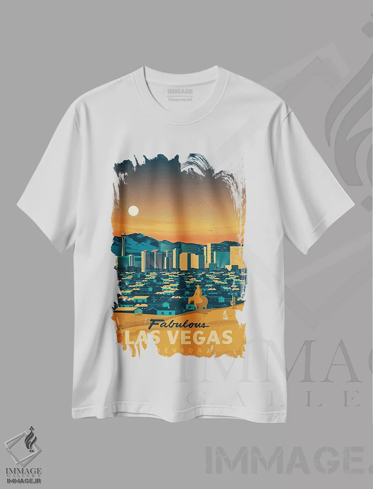 تیشرت سفید طرح دار لاس وگاس صحرای نوادا ایالات متحده، هنر دیجیتال اثر اولا هوپ تراول پوسترز | immage.ir