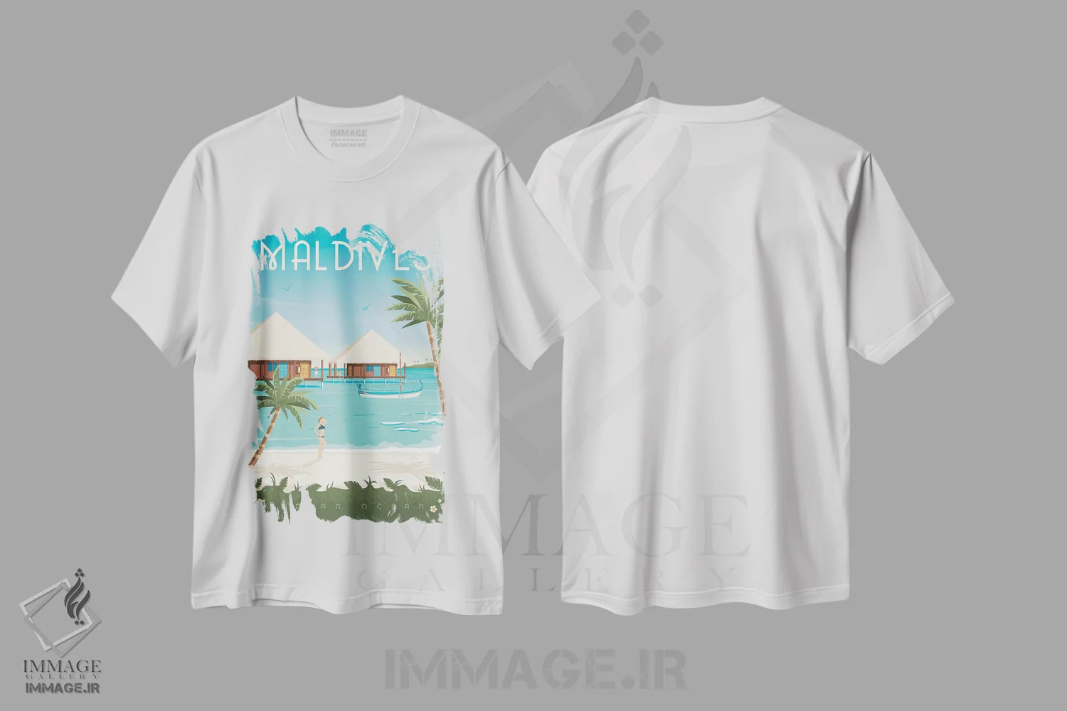 تیشرت سفید طرح دار جزایر مالدیو آسیا، هنر دیجیتال اثر اولا هوپ تراول پوسترز | immage.ir