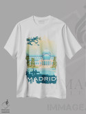 تیشرت سفید طرح دار مادرید پالاسیو د کریستال اسپانیا، هنر دیجیتال اثر اولا هوپ تراول پوسترز | immage.ir